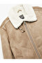 Zippered Plush Collar Winter Faux Suede Jacket with Pocket Detail - 5