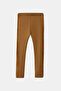 Tan Girl's Extra Thick Winter Leggings with Plush Side Panels and Furry Inside - 2