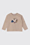 Baby Boy Long Sleeve Printed Beige T-Shirt
