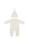 Unisex Ecru Corded Fabric Knotted Beret Jumpsuit with Snap Fasteners - 2