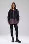 Women's Plaid and Knitted Fabric Paneled Design Shirt - 5
