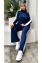 Women's Plus Size Snap Detail Turn-Down Collar Modal Fabric Stretchy Soft Textured Tracksuit Set 25091 - 4