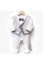Baby Boy Ecru Gray Luxury Jumpsuit with Bow Tie and Vest Set Booties