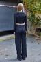 Women's Cozy Knitwear Fringed Crop Ruched Detail Black - 5