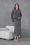 Women's Boat Neck Knit Detail Blouse Dress Two-Piece Trko Set - 7