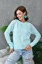 Women's Crew Neck Sleeves Lace-Like Knit Basic Knitwear Sweater - 3