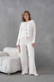Women's Crew Neck Button Closure Ribbed Knit Jacket Pants Two-Piece Knitwear Set