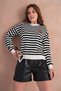 Women's Crew Neck Embroidery Detail Striped Knitwear Sweater - 5