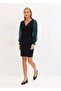 Women's Plus Size Black, Sleeve Chiffon Detail, Wrap Neck Dress 65N39263 - 7