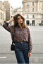 Women's Brown Plaid Pattern Single Pocket 100% Cotton Oversized Shirt (Get 1 Size Smaller) - 4