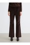 Brown Slim Fit Flared Women's Velvet Trousers - 2