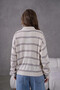 Women's Polo Neck Half Placket Button Closure Striped Knit Sweater - 6