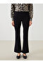Black Elastic Waist Flared Women's Trousers - 4