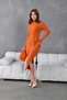 Women's Turtleneck Ribbed Knit Slim Fit Slit Knit Dress