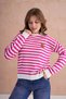 Women's Crew Neck Embroidery Detail Striped Knitwear Sweater - 5