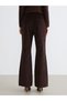 Brown Slim Fit Flared Women's Velvet Trousers - 4