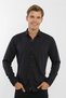 Small Collar Snap Fastener Stretch Fabric Denim Look Long Sleeve Men's Shirt Slim Fit - 8