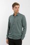 Small Collar Snap Fastener Stretch Fabric Denim Look Long Sleeve Men's Shirt Slim Fit