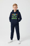 3 İplik K Hooded Kangaroo Pocket Thick Sh Fleece-Lined Game Theme B Printed Boys' Tracksuit Set - 2