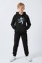 3 İplik K Hooded Kangaroo Pocket Thick Sh Fleece-Lined Footbal Club Print Detailed Boys' Tracksuit Set - 2