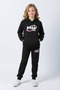 3 İplik K Hooded Ş Fleece-Lined Winter Girl Star Print Detailed Kangaroo Pocket Girls' Tracksuit Set - 2