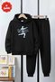 3 İplik K Hooded Kangaroo Pocket Thick Sh Fleece-Lined Footbal Club Print Detailed Boys' Tracksuit Set