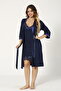 Satin Stripe Lace Detailed Women's Nightgown Set