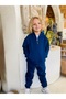 Boys / Girls Zippered Sweatshirt Kangru Pocket Hooded 3 Thread Ş Fleece-Lined Indigo - 5