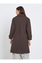 Brown Double Breasted Wool Like Coat with Pocket Detail - 4