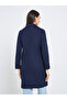 Navy Blue Midi Button Coat - 5