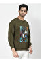 Men Olive Graphic Sweatshirt - 4