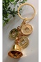 Gold Metal Feng Shui Chinese Coin & Bell Luck Magnet Keychain - 2