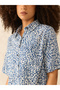Blue All Over Print Crop Shirt - 2