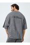 Men Grey Acid Wash Boxy Fit Embroidered T-Shirt