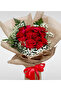 15 Red Roses With Fillers & Leaves With Jute Wrapping & Ribbon - 4