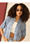 Blue All Over Print Crop Shirt - 3