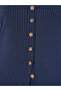 Navy Blue Knitted Cardigan with Button Placket - 4