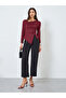 Solid Irregular Neck Slit Hem Long Sleeve Top - 2