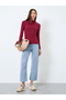 High Neck Long Sleeve Ribbed Knit Top - 2