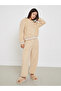 Beige Fleece Hoodie and Long Pyjama Set