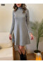 Women's Turtleneck Long Sleeve Loose Acrylic Short Dress - 3
