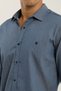 Small Collar Snap Fastener Stretch Fabric Denim Look Long Sleeve Men's Shirt Slim Fit - 6