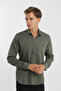 Small Collar Snap Fastener Stretch Fabric Denim Look Long Sleeve Men's Shirt Slim Fit - 4