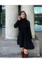 Women's Turtleneck Long Sleeve Loose Acrylic Short Dress - 3