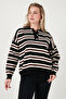 Striped Oversized Fit Buttoned Polo Neck Sweater Polo Neck Sweater 4615259 - 4