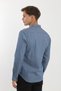 Small Collar Snap Fastener Stretch Fabric Denim Look Long Sleeve Men's Shirt Slim Fit - 8
