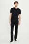 Men's Black Cotton Slim Fit Slim Fit 5 Pocket Dobby Stretch Casual Trousers - 2