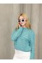 Grody.T Women's Transitional Lace-Like Knit Knitwear Sweater, 100% Cotton Long Sleeve Crop Model Crew Neck - 5