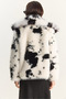 Women's Bone Black Cow Patterned Lined Faux Fur Jacket 3489 60283866 - 8