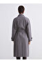 Vision Gray Jacket Collar Oversized Women's Cashmere Coat - 8